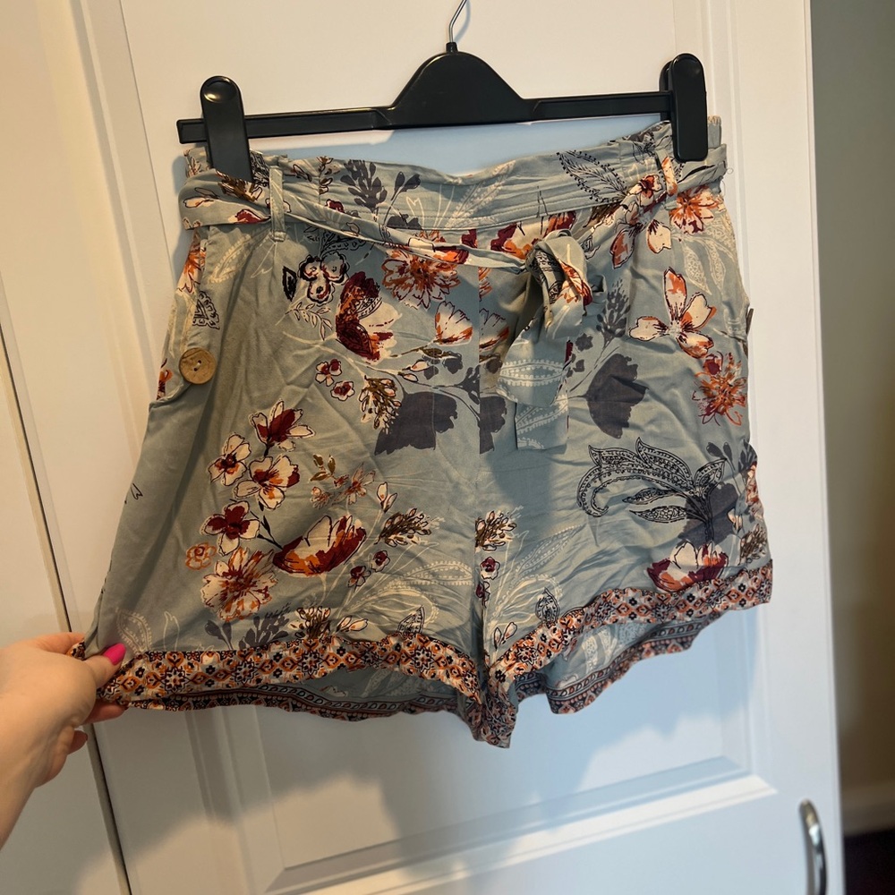 Angie Blue and Orange Bermuda Shorts with Distinctive Style